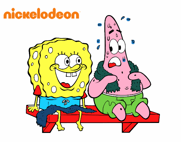 Bob Esponja y Patricio en bañador