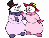 Dibujo Pareja de muñecos de nieve pintado por MTCV