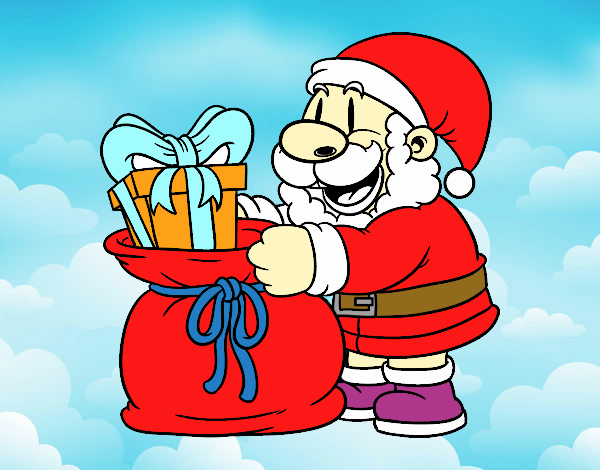 Santa Claus ofreciendo regalos