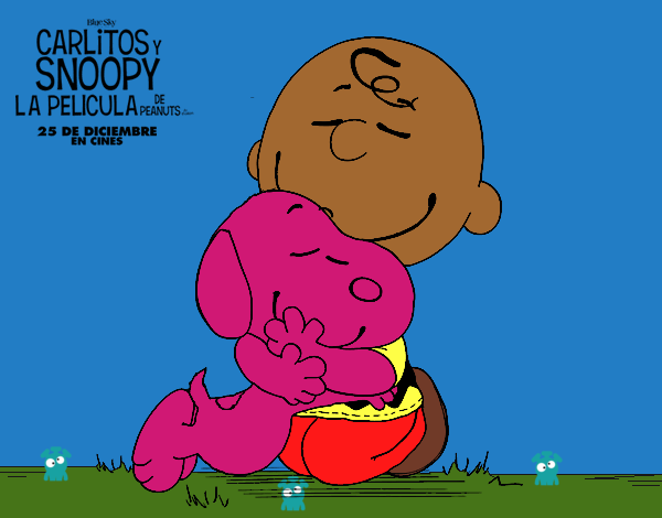 Snoopy y Carlitos abrazados