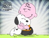 Dibujo Snoopy y Carlitos abrazados pintado por yarix