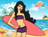 Barbie con tabla de surf