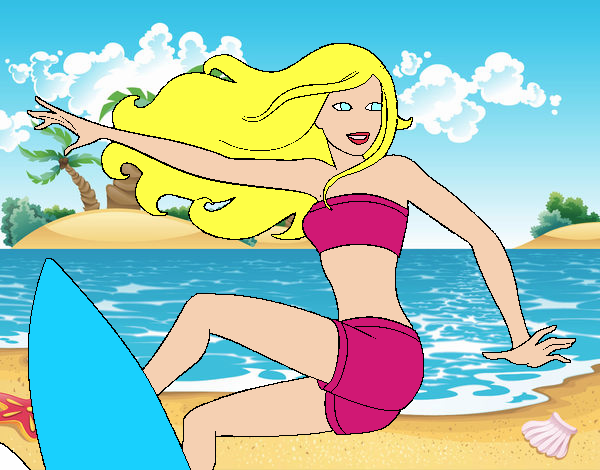 Barbie surfeando