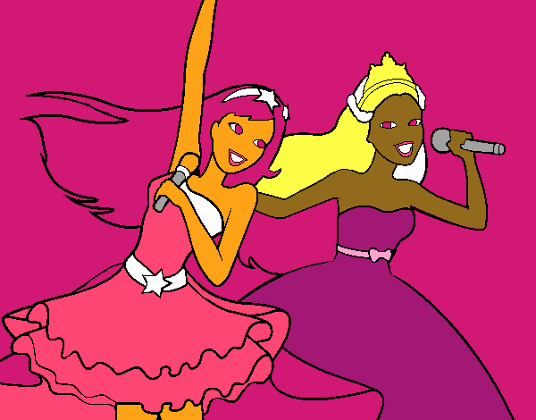 Barbie y la princesa cantando