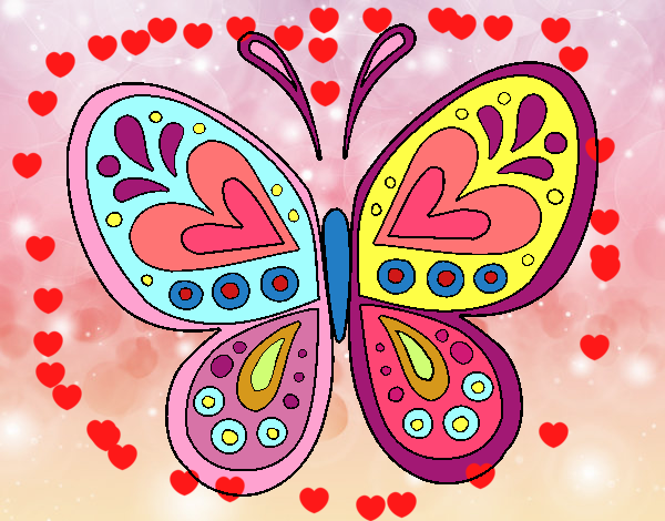 Dibujo Mandala mariposa pintado por nido