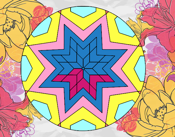 Dibujo Mandala mosaico estrella pintado por nido