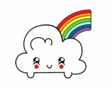 Dibujo Nube con arco iris kawaii pintado por kawaiii