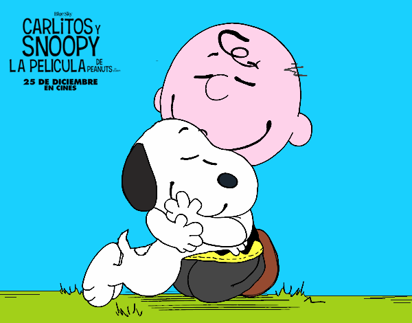 Snoopy y Carlitos abrazados