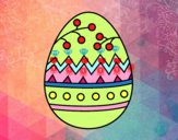 Dibujo Un huevo de Pascua pintado por nido