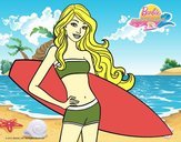 Barbie con tabla de surf