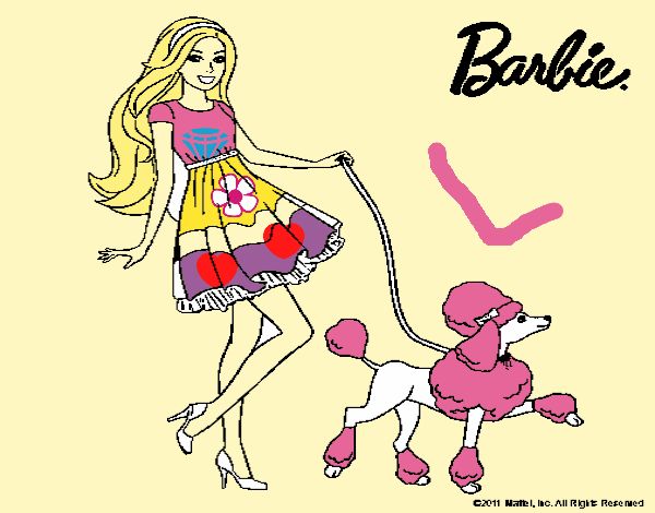 Barbie paseando a su mascota