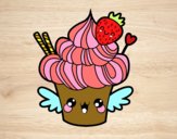 Cupcake kawaii con fresa