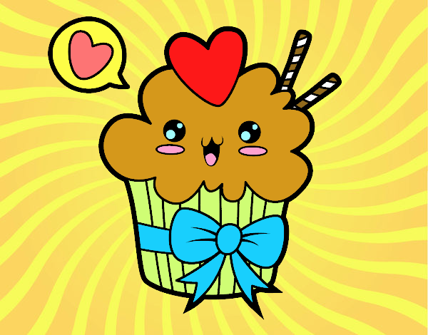 Cupcake kawaii con lazo