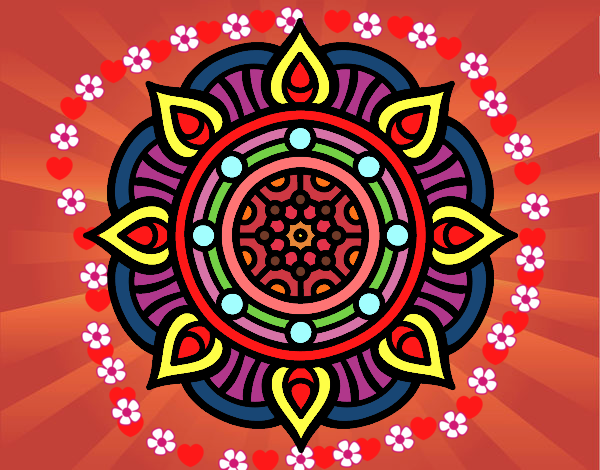 Dibujo Mandala puntos de fuego pintado por josephin