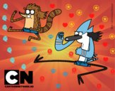 Dibujo Mordecai y Rigby karatekas pintado por Nicol10