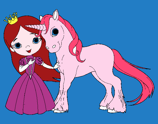 Dibujo Princesa y unicornio pintado por josephin