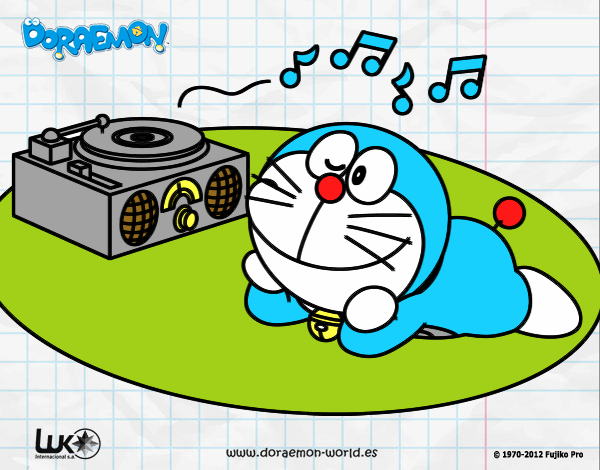 Doraemon escuchando música