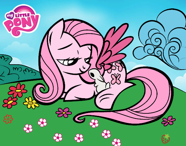 Fluttershy con un conejito