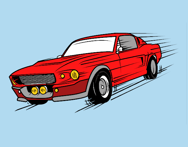 Dibujo Mustang retro pintado por mariacorte