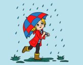 Dibujo Niña con paraguas bajo la lluvia pintado por mariacorte