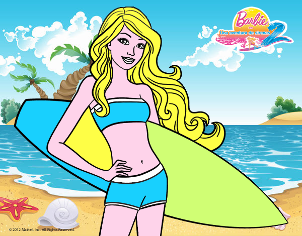 Barbie con tabla de surf