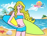 Barbie con tabla de surf