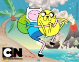 Finn y Jake abrazados