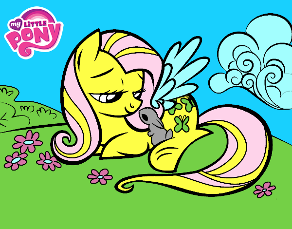 Fluttershy con un conejito