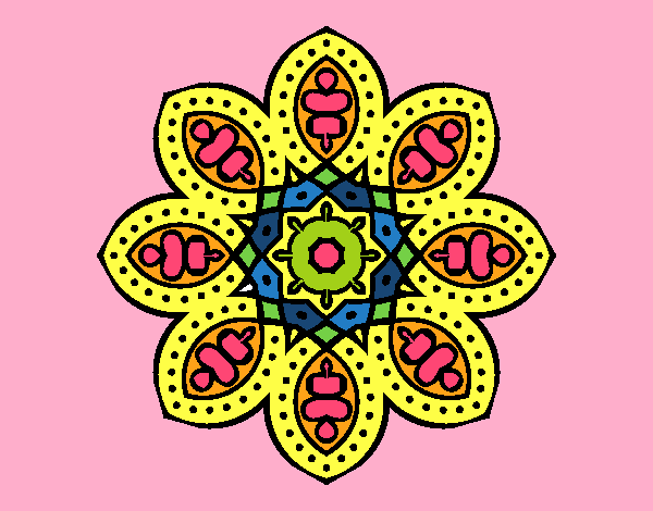 Dibujo Mandala de inspiración árabe pintado por azabache