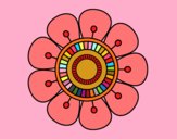 Dibujo Mandala en forma de flor pintado por azabache