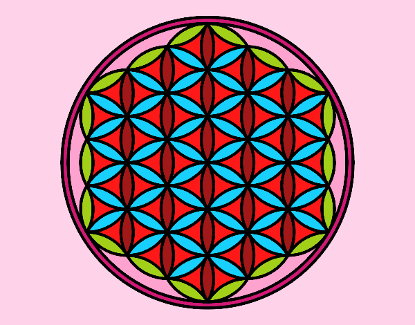 Dibujo Mandala flor de vida pintado por azabache