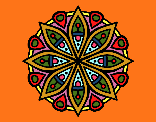 Dibujo Mandala para la concentración pintado por azabache