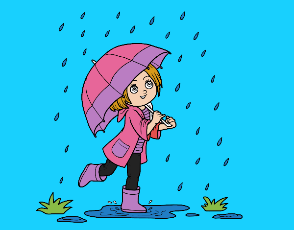 Dibujo Niña con paraguas bajo la lluvia pintado por stepha19