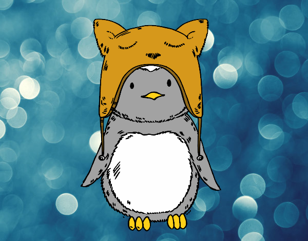 Pingüino con gorrito divertido