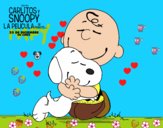 Snoopy y Carlitos abrazados