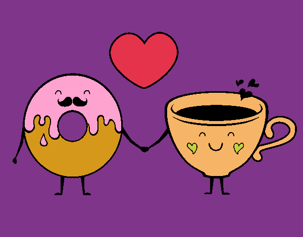 Dibujo Amor entre dónut y té pintado por Lucia626