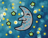 Luna con estrellas