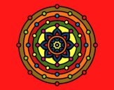 Dibujo Mandala sistema solar pintado por azabache