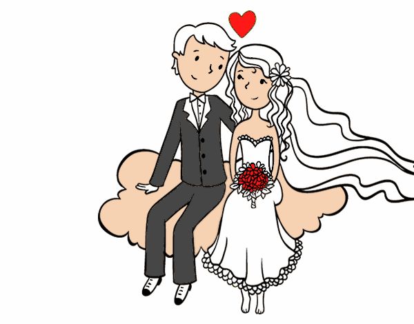 Recién casados en una nube