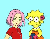 Dibujo Sakura y Lisa pintado por Midori6