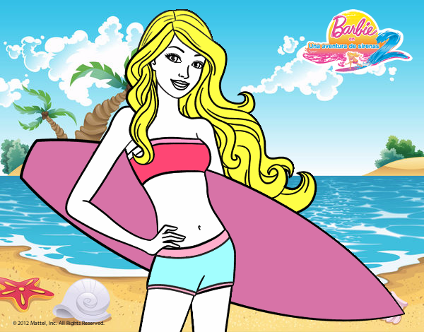 Barbie con tabla de surf