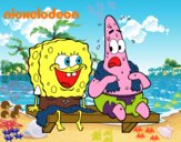 Bob Esponja y Patricio en bañador