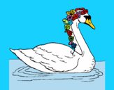 Cisne con flores