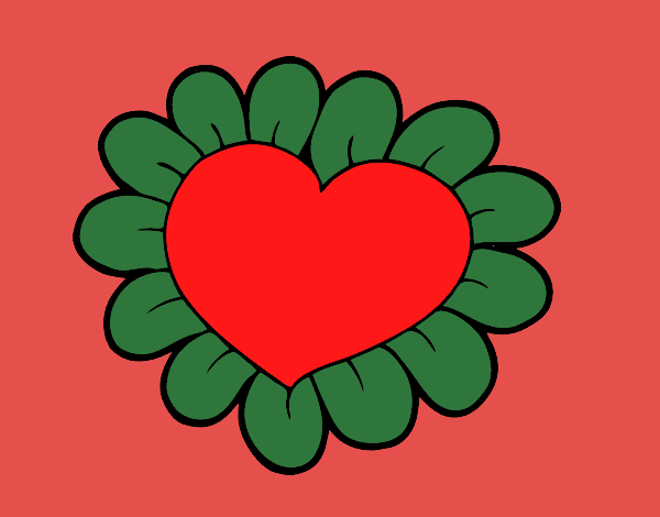 Dibujo Corazón flor pintado por azabache