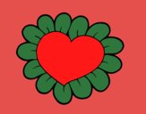 Dibujo Corazón flor pintado por azabache