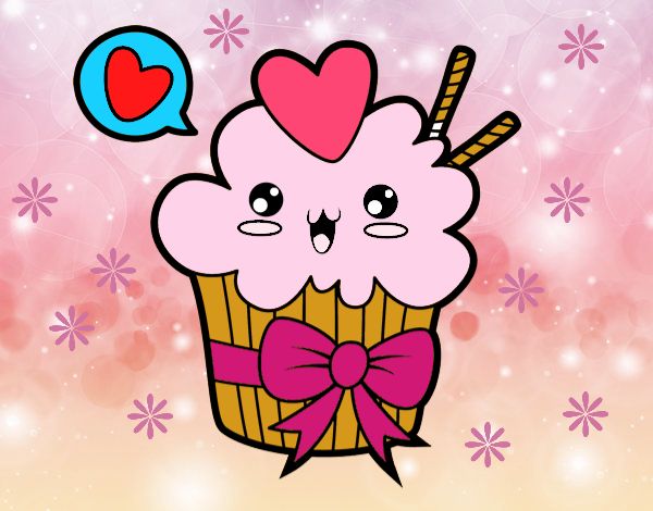 Cupcake kawaii con lazo