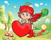 Cupido y un corazón