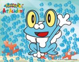 Dibujo Froakie saludando pintado por minchino