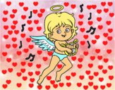 Cupido tocando el arpa