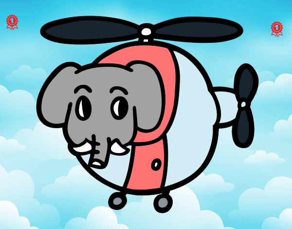 Helióptero con elefante